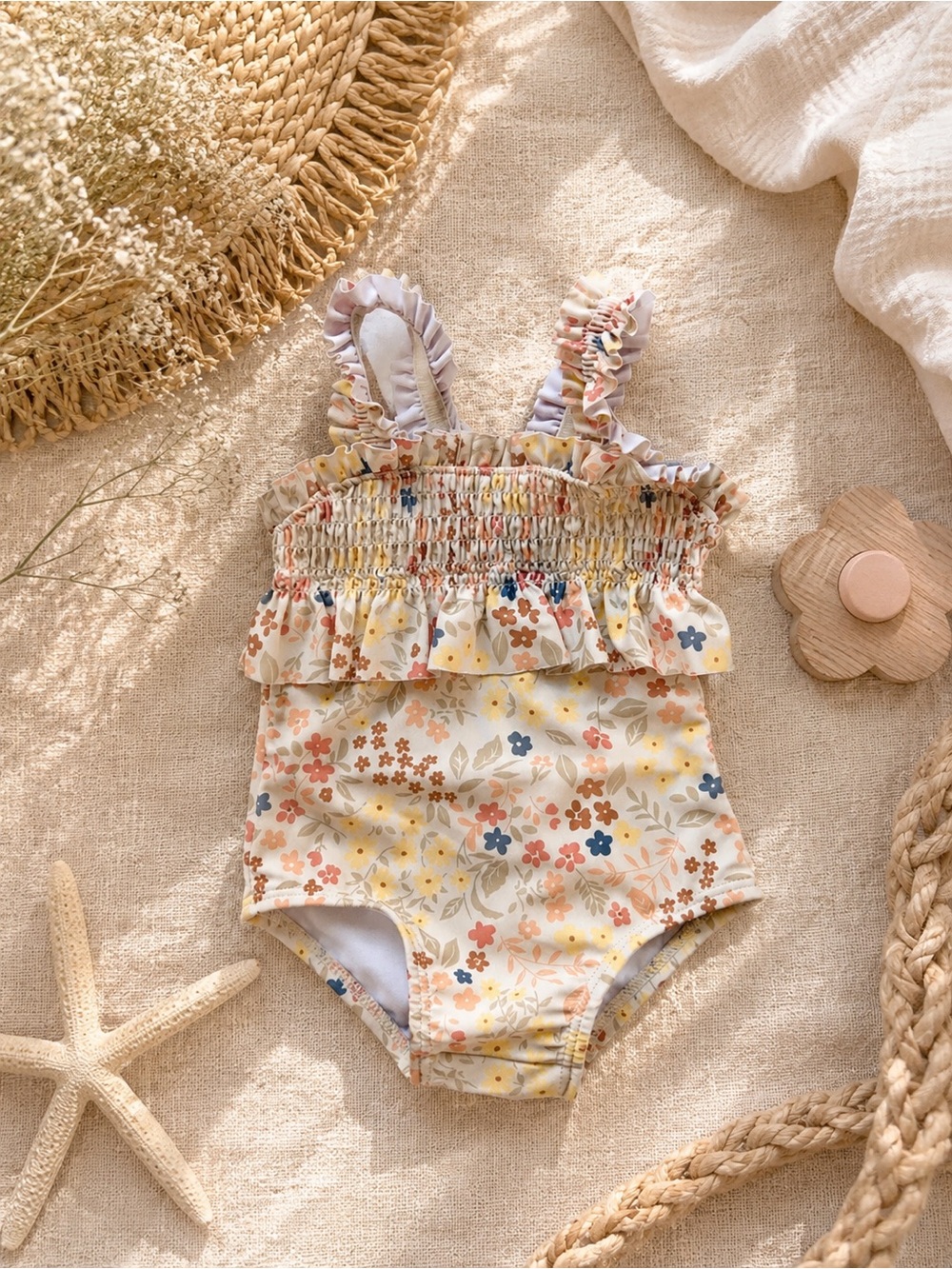 modern moments floral ruffle baby swimsuit